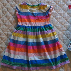 Mini Boden rainbow striped dress 4-5